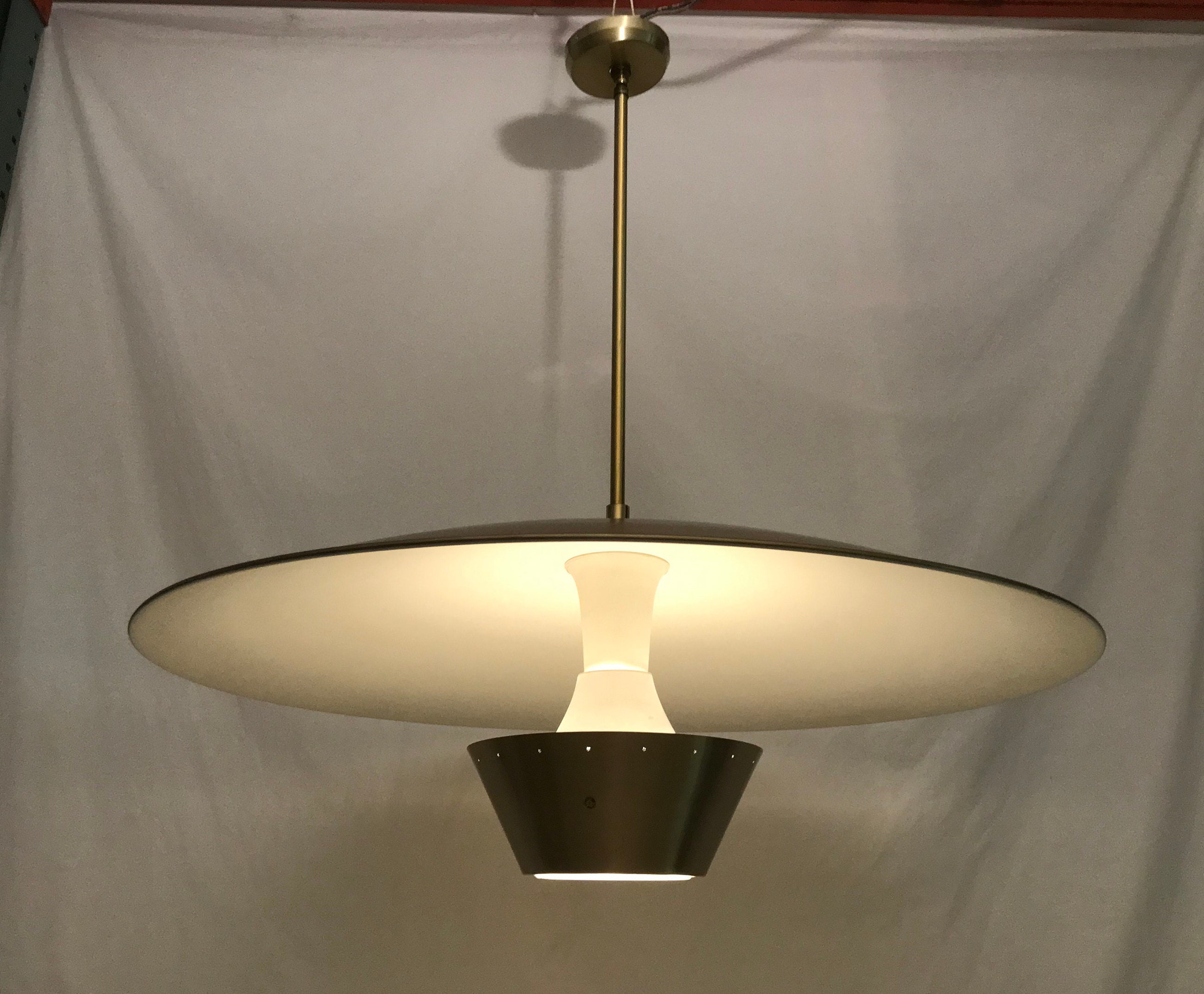 XL 1950s Mid Century Modern Lightolier UFO Chandelier XL 1950s Mid Century Modern Lightolier UFO Chandelier