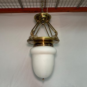 Huge Antique Victorian Chandelier Gas Acid Etched Glass Brass Church Light Fixture Victorian Gothic Revival Ceiling Lighting 1890&#39;s