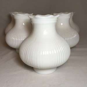 5 Vintage 1950&#39;s Mid Century Modern Chandelier / Pendant Light Shades White milk / opalescent Glass Fixture Cover Chandelier