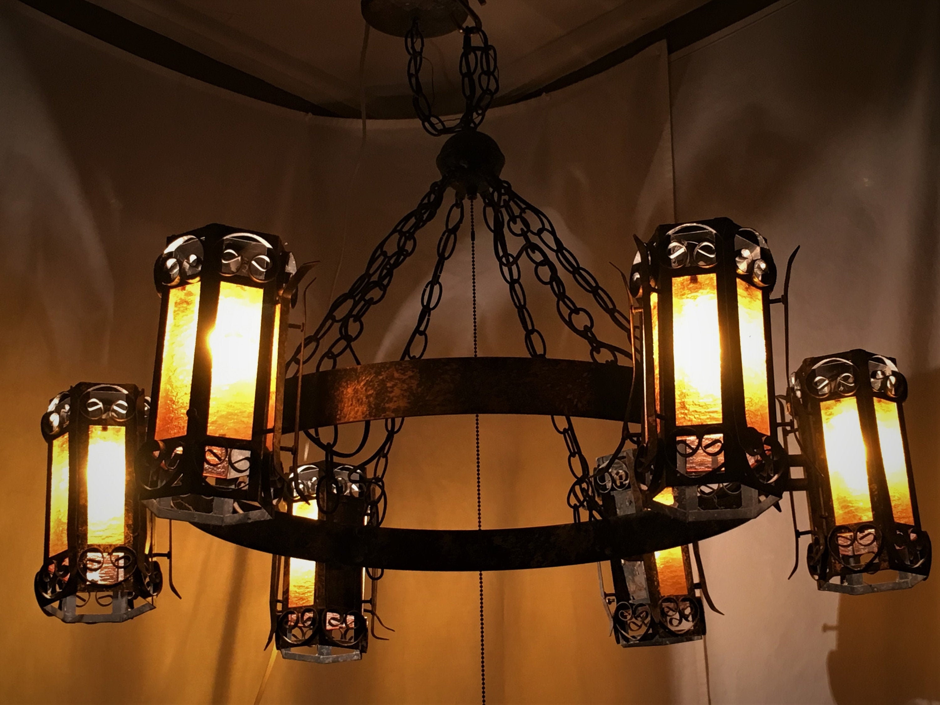 1890/'s Solid Cast Brass Gilded 2Tier 8Arm Chandelier