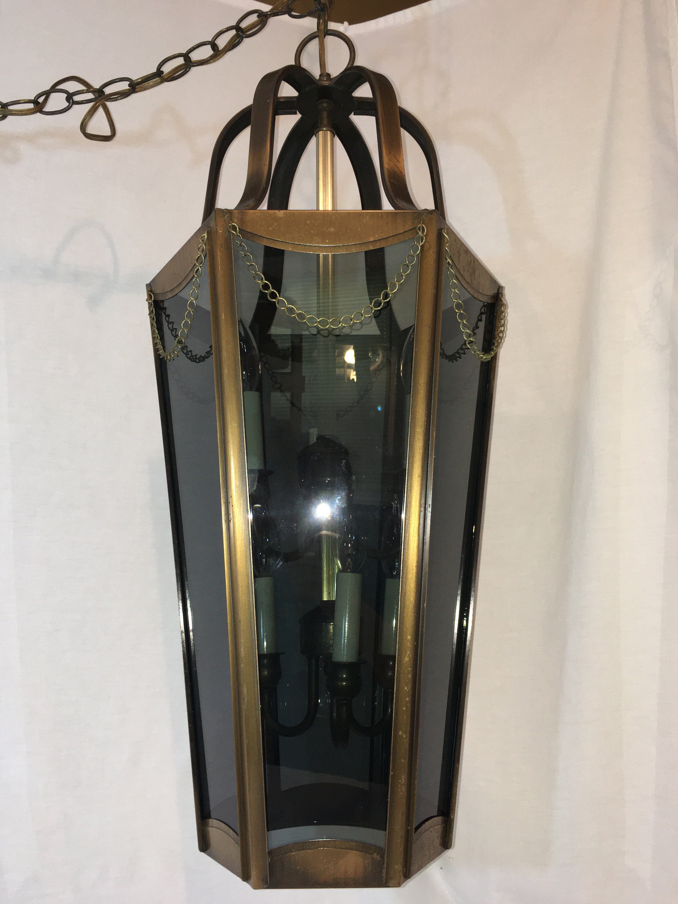 Vintage 32 Mid Century Modern Hanging Foyer Light Fixture Fredrick Ramond Chandelier Large