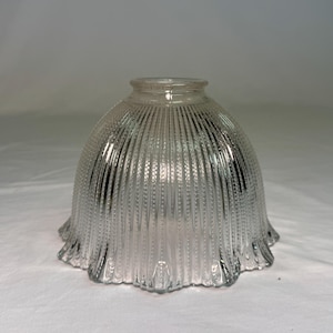 Holophane Style Light Shade Antique Pendant Chandelier Lamp Glass Scalloped Vintage Lighting Old Victorian Hanging Wellington Ribbed