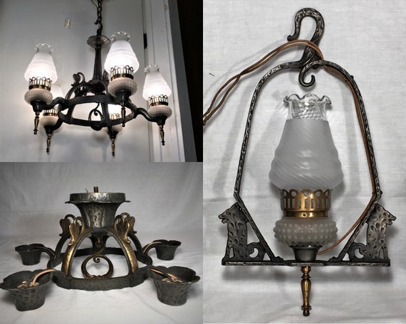 1930s Gothic Arts & Crafts 5 Light Chandelier 1930s Gothic Arts & Crafts 5 Light Chandelier