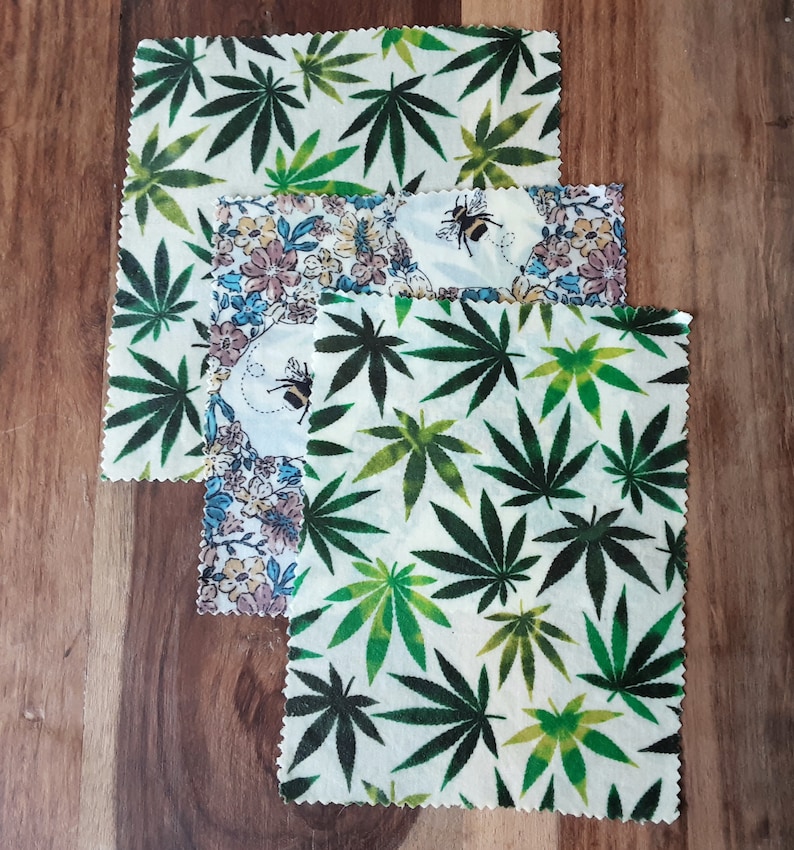 Beeswax wraps set of 3 Natural wraps Cannabis weed wraps Etsy