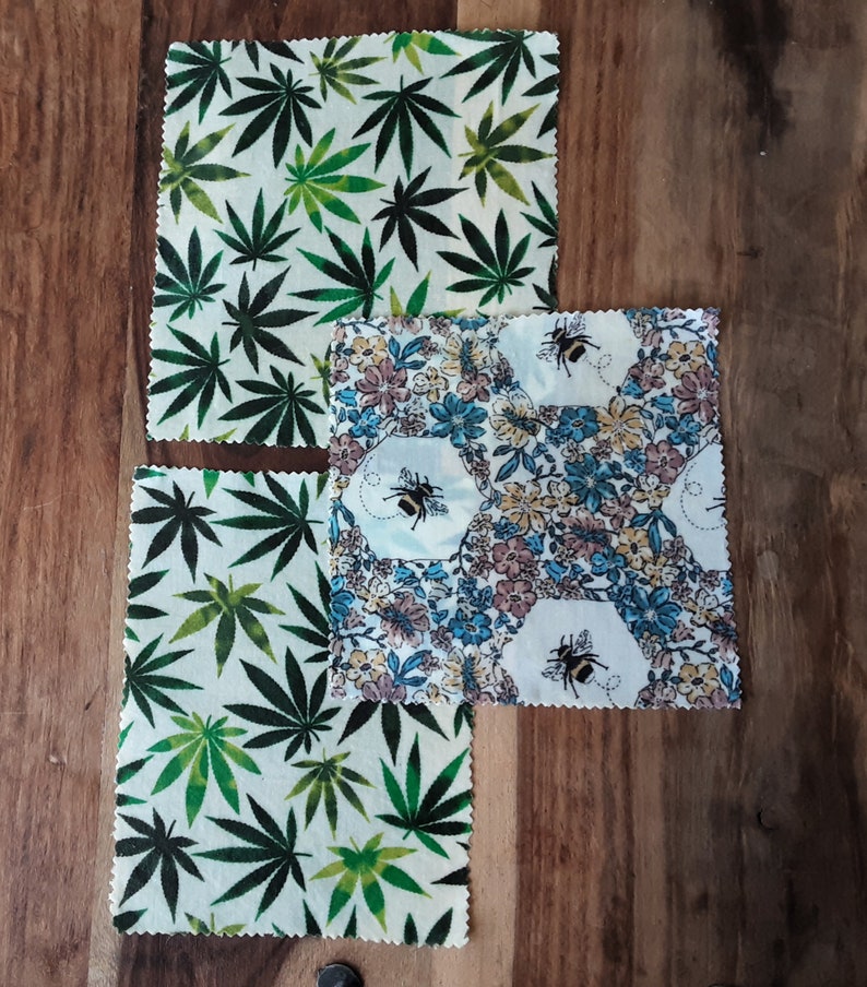 Beeswax wraps set of 3 Natural wraps Cannabis weed wraps Etsy