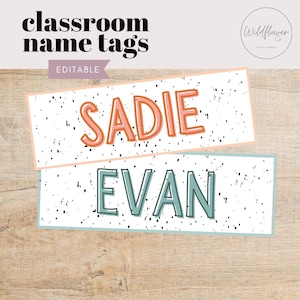 Spotted Printable Classroom Name Tags, Modern Elementary School Decor, Editable Student Desk Tags for Teachers, Colorful Classroom Labels