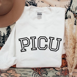 Sudadera de la Unidad de Cuidados Intensivos Pediátricos, Regalo de Enfermera picu, Cuello de tripulación PICU RN, Sudadera Varisty Letter Doctor, Camisa Picu Md
