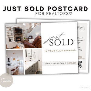 Modèle de carte postale immobilière, carte postale agricole immobilière, carte postale récemment vendue, marketing d’agent immobilier, courrier immobilier de luxe