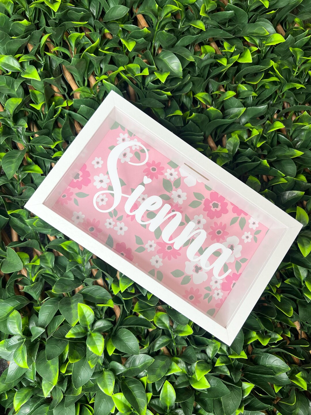Pink Coin Boxes Personalized Pink Floral Money Box: Kids & Adults Decor (25cm X 15cm ...