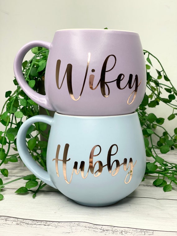 Hubby and Wifey Pastel Purple and Blue Hug Mug Set 450ml - Etsy