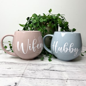Mann und Frau Pink und Blau Umarmung Becher Set 450ml Paar Set Rose Gold Schriftzug