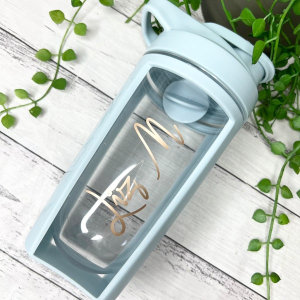 Personalised Blue  600ml Shaker Bottle Protein Sport Fitness with Shaker gift