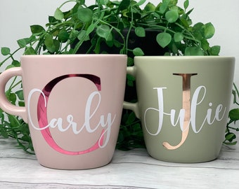 Personalised Mugs with Initial Behind name