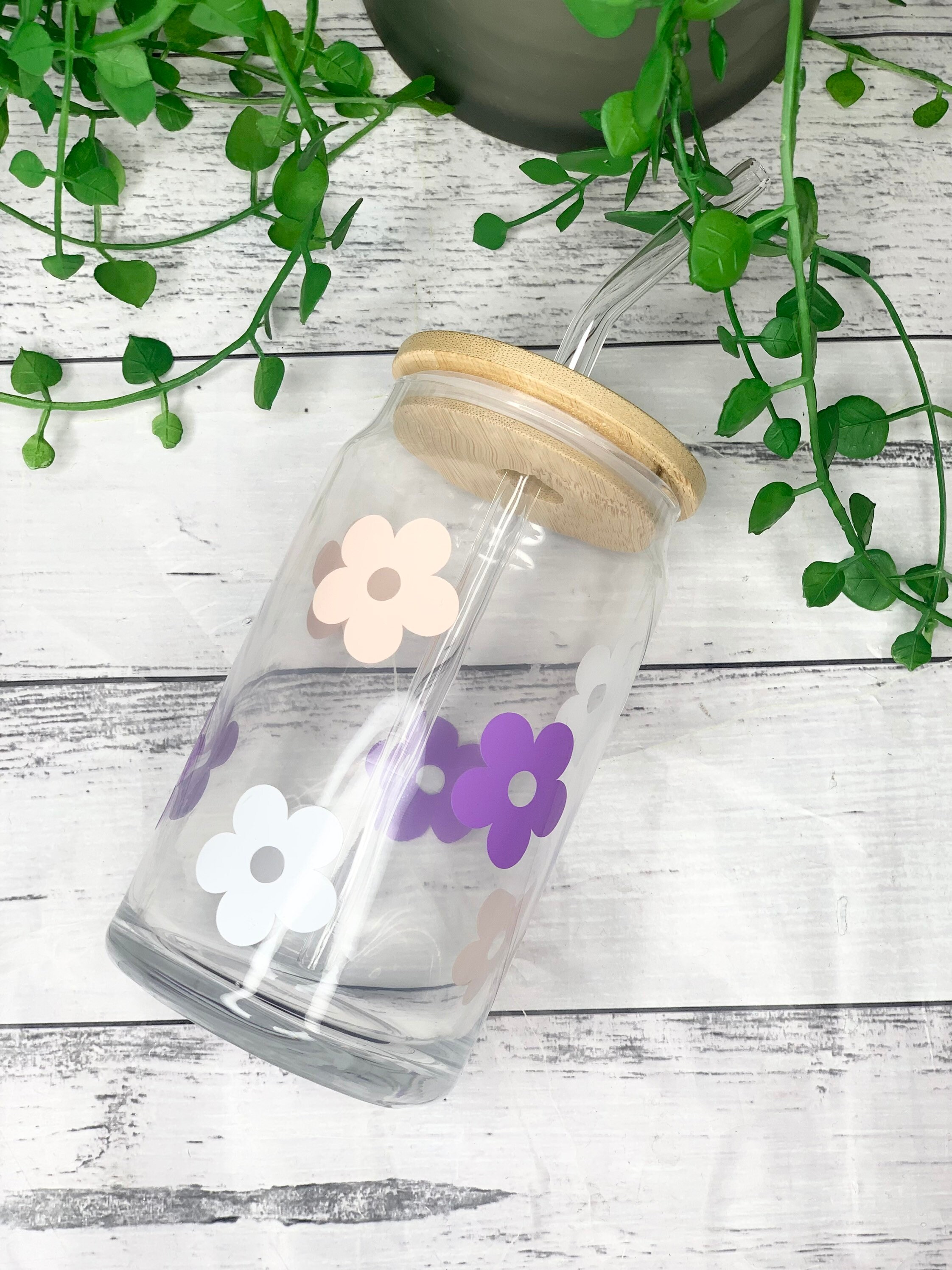 470ml Glass Jar with Bamboo Lids and Straws Drinking Glass Bottles