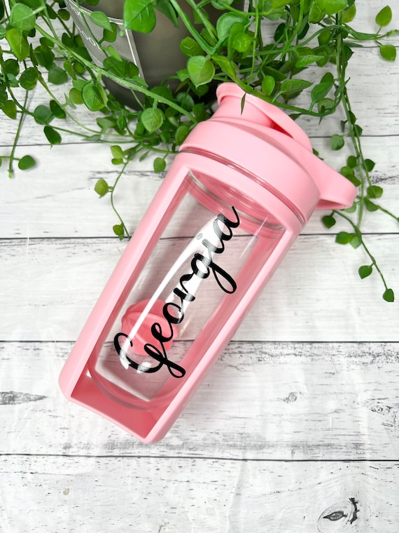 Personalised Pink 600ml Shaker Bottle Protein Sport Fitness With Shaker  Gift 