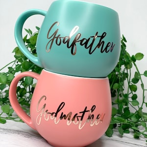 Godmother and Godfather Coral and Aqua Hug mug set 450ml