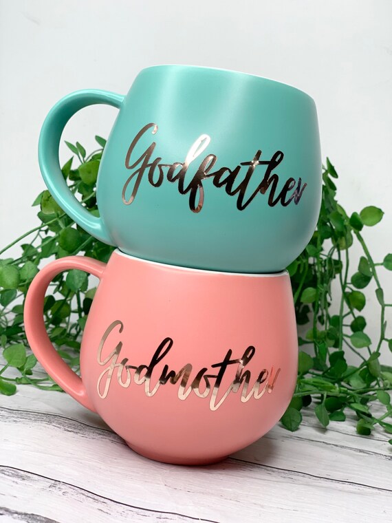 Godmother and Godfather Coral and Aqua Hug Mug Set 450ml - Etsy