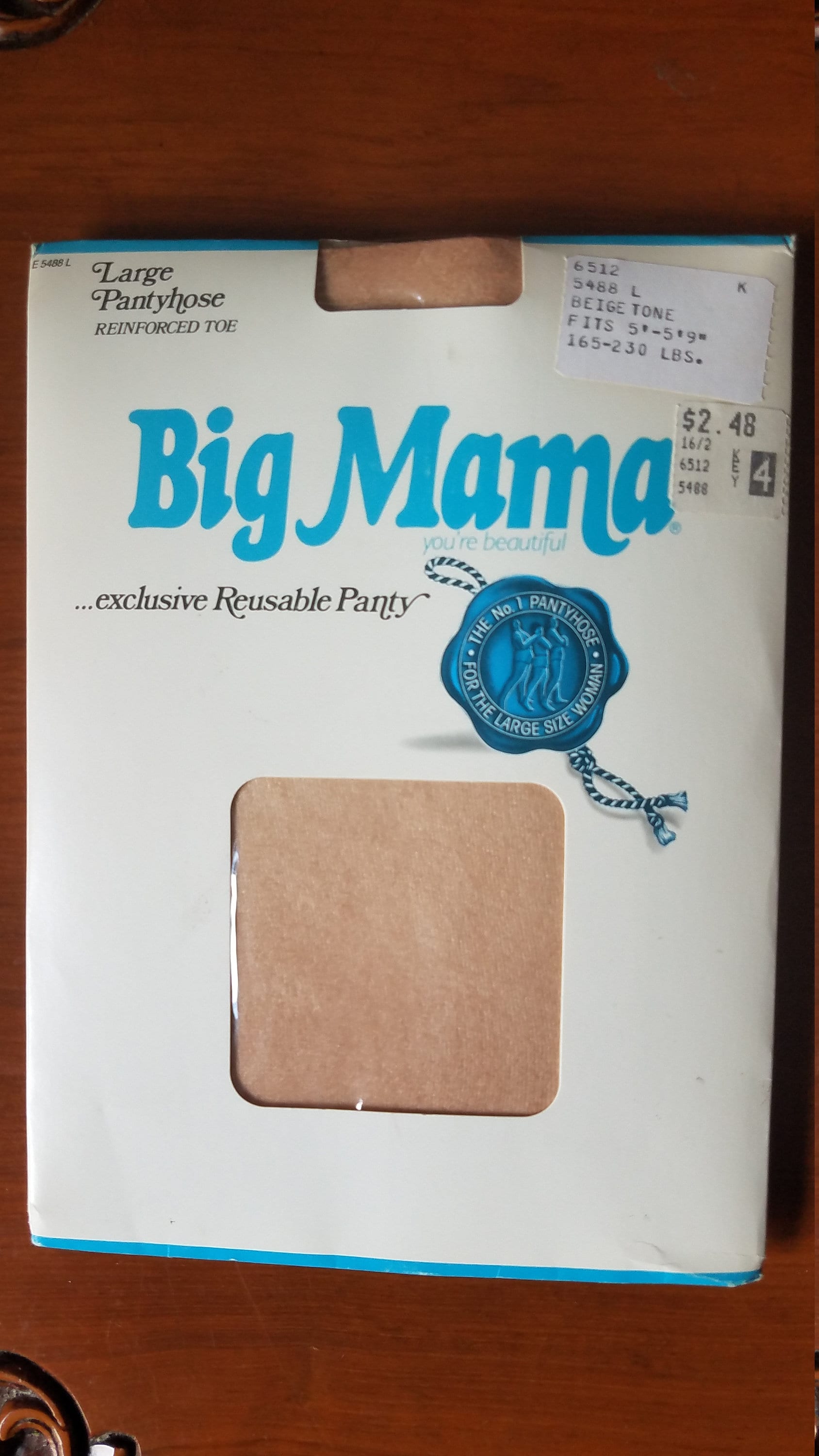 Large Size 44-54 hips 150-200 pounds Vintage Deadstock Pantyhose Beige Nylons by Big Mama
