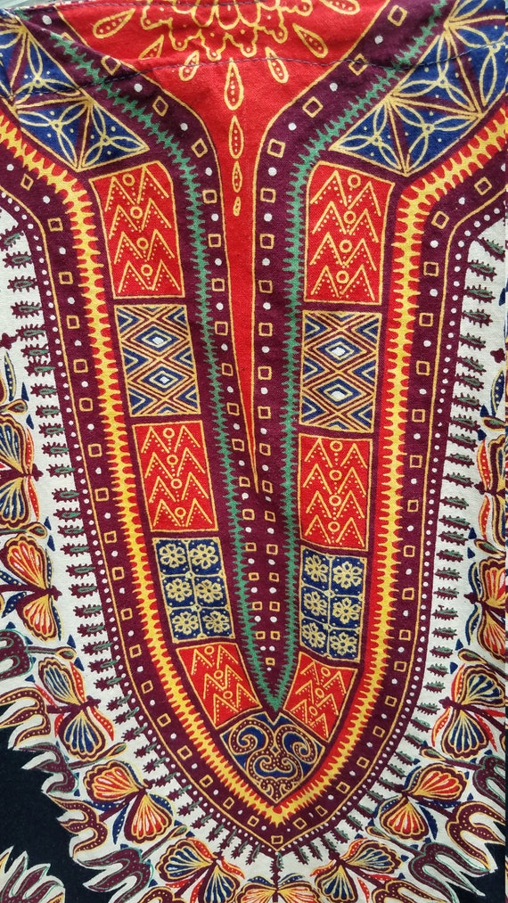 Vintage 70s cotton Bou Boudina Dashiki in cream and brown