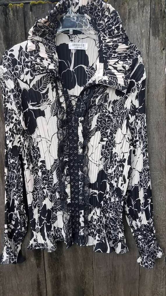 Y’s◆2024PFALL CUPRO FLOWER PATTERN DOUBLE FRONT PLACKET BLOUSE/2 Pavilion -Two-Layer Floral-Print Blouse - Carlisle Collection