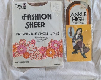 2 nylons vintage bas haut et collant de maternité