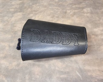 Edgyyyyy Designs "DADDY" embroidered leather wrist /forearm cuff