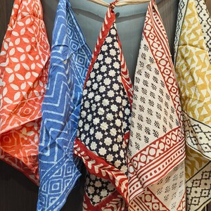 Cotton bandana  set of 5 neck scarf,block print neckerchief, printed stylish cotton  scarf,bandanas,21×21&quot; Inch handkerchief,bandanna