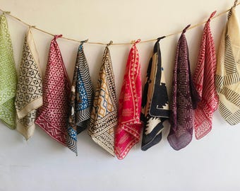 A set of 10 bandanas, neck scarf,block print neckerchief, printed stylish cotton scarf,bandanas,21×21&quot; Inch handkerchief,bandanna pattern