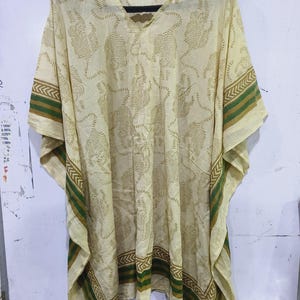 Hand Block Print Cotton Kaftan Dress: Adjustable Free Size Top