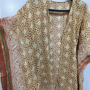 Block Print Short Cotton Kaftan Night Wear Caftan , Beach dress, Bathrobe Women&#39;s Bohemian Dress For Beach Tunics Dress, Gift for her