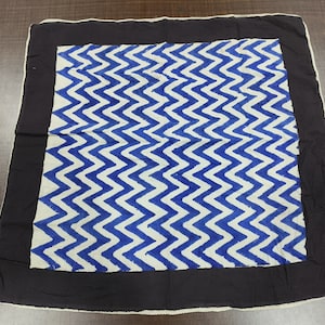 Hand block print Cotton Bandana for women, blue design printed bandana with black border, bandana gifte