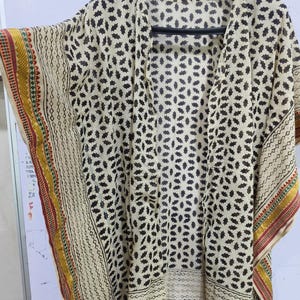 Hand Block Print Cotton Kaftan Dress: Adjustable Free Size Top