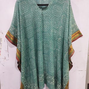 Hand Block Print Cotton Kaftan Dress: Adjustable Free Size Top