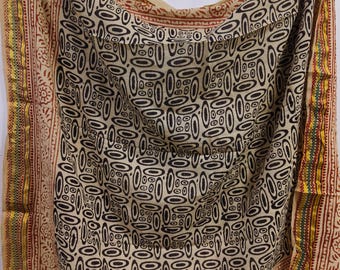 Großes Baumwoll-Halstuch Zari 42×42 mit Bio-Baumwollpflanzen hergestellt, großes Taschentuch,Bandana, Blockprint-Bandana, großes Taschentuch