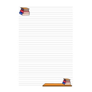 Stationery, A4 printable paper, Book theme, Writing Paper