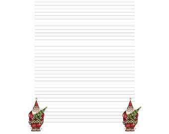 A4 gelinieerd afdrukbaar papier, kerstbriefpapier, kerstbrieven, instant download, kerstboom, kerstman