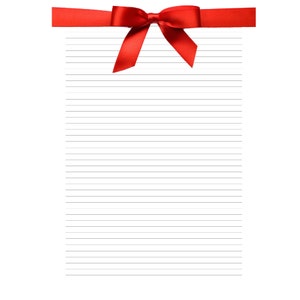 Carta stampabile a righe A4, cancelleria natalizia, lettere di Natale, download istantaneo, fiocco di Natale