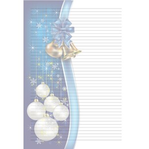 A4 Lined Printable Paper, Christmas stationery, Christmas Letters, Instant Download, Baubles, Blue border