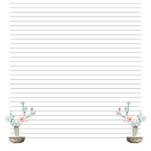 papel de escritura con temática de cactus, carta de cactus en maceta,
