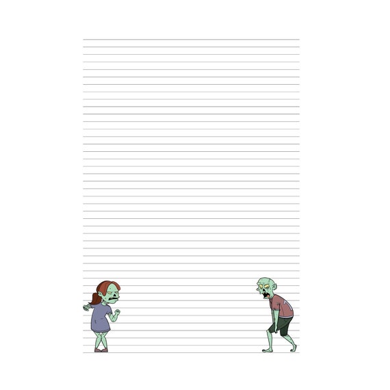 zombie themed writing paper a4 lined paper instant download etsy new zealand