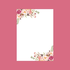 Flores de canto de papel de escrita A4 em aquarela sem forro