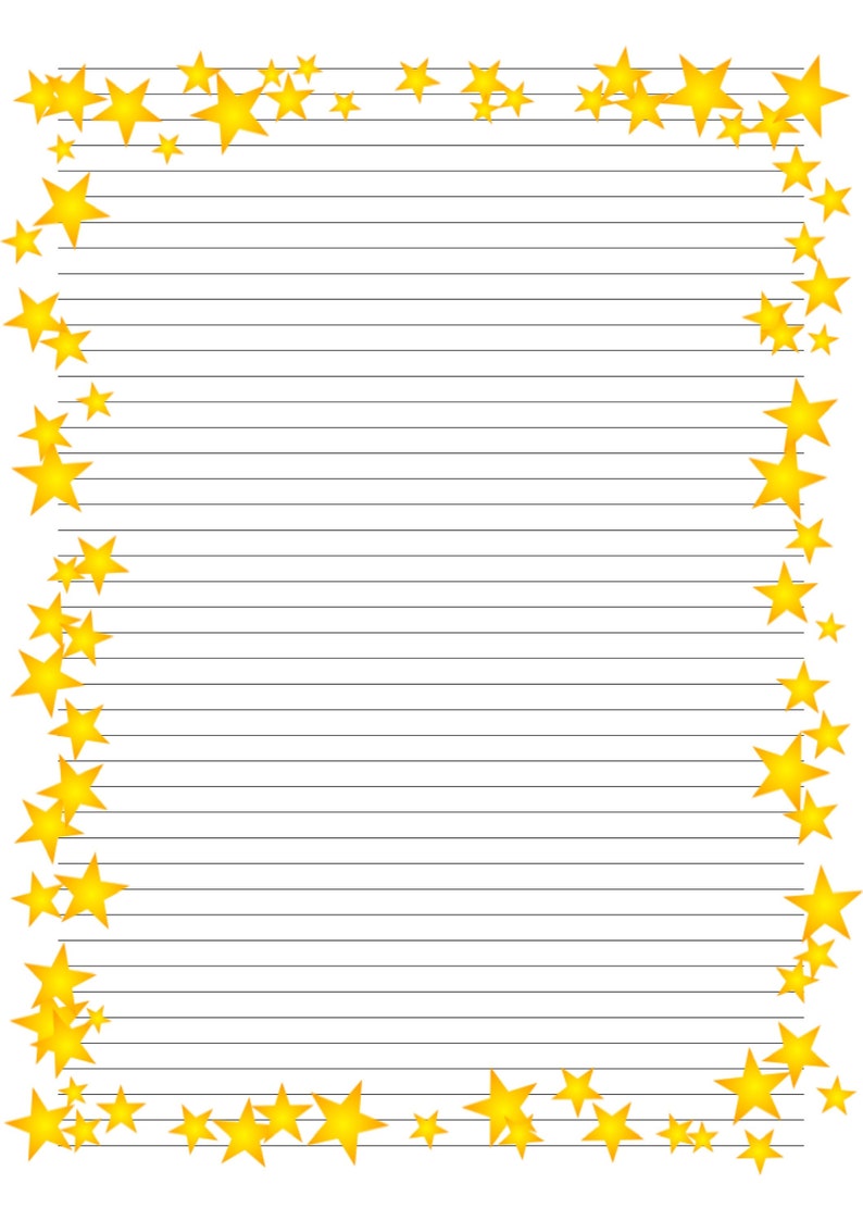 Gold Star Border Lined A4 Writing Paper Etsy