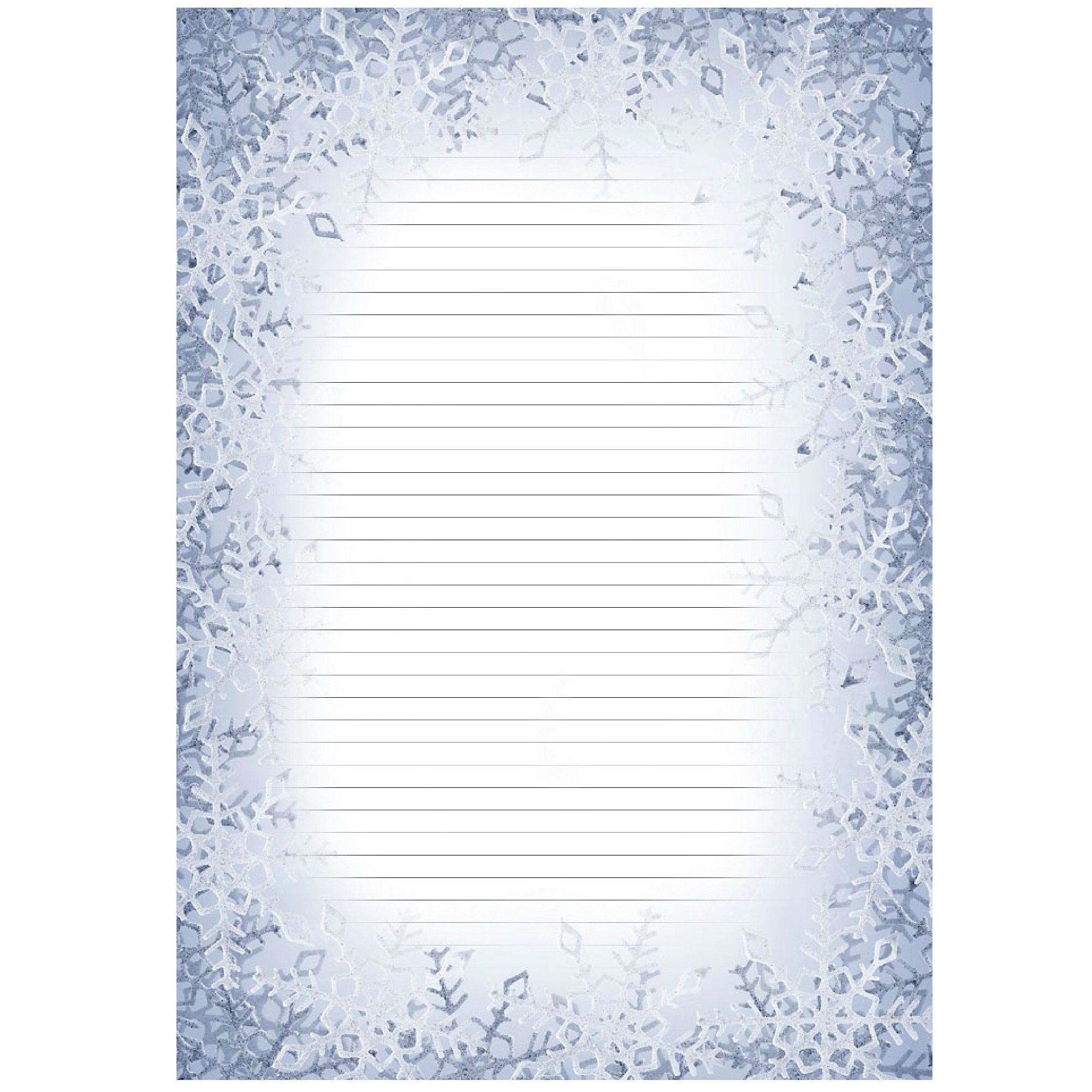 A4 Lined Printable Paper, Christmas stationery, Christmas Letters, Instant Download, Snowflakes