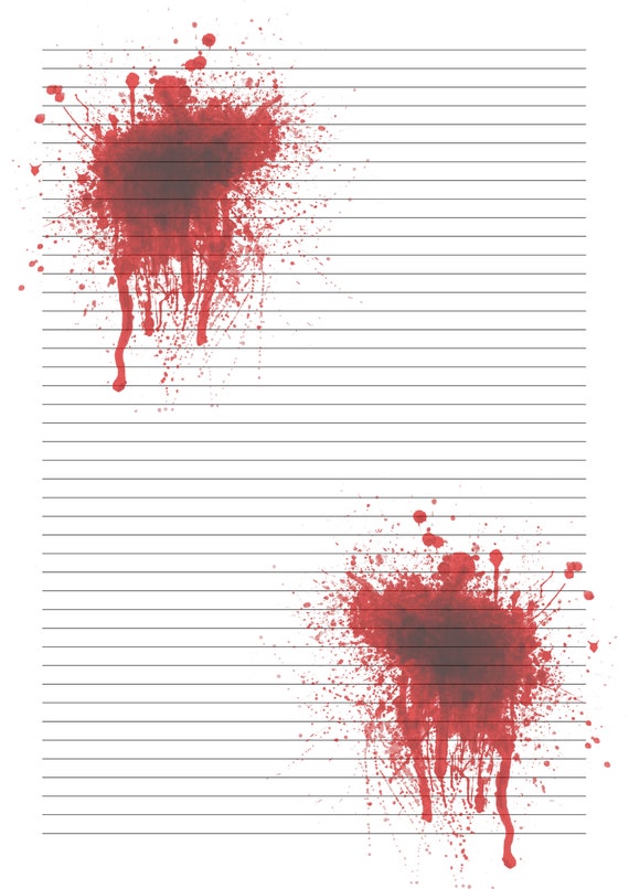 Large Blood Splatter Writing Paper, Gruesome, Bloody, Halloween