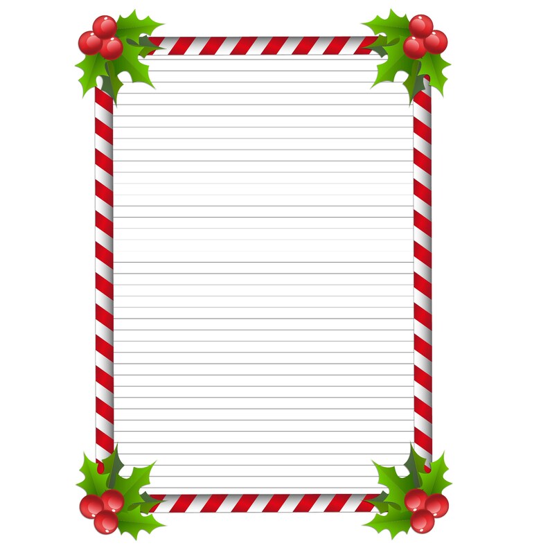 A4 Lined Printable Paper Christmas Stationery Christmas Letters 