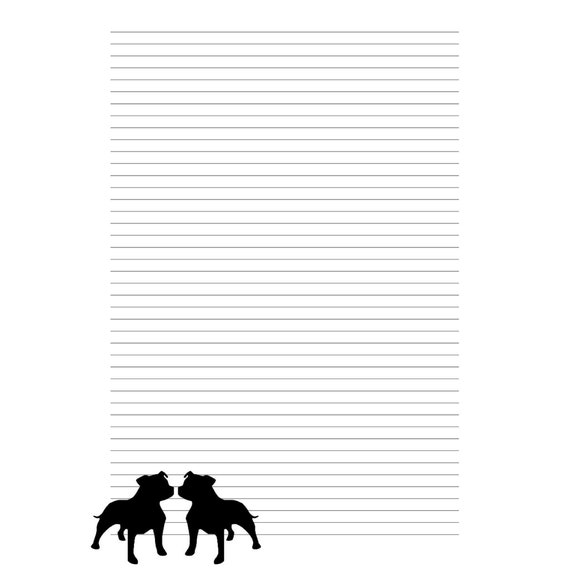 staffordshire bull terrier printable lined paper a4 digital etsy