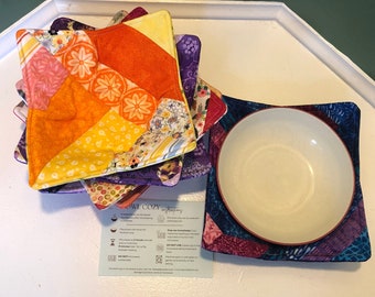 Microwavable Bowl Cozy Pattern: String Pieced Design (PDF Download)