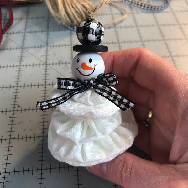 Fabric Yo-yo Snowman Ornament Tutorial  - PDF Download