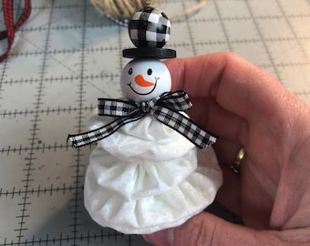 Fabric Yo-yo Snowman Ornament Tutorial  - PDF Download