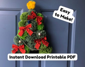 How to make an Easy Pom-pom Christmas Tree Wreath - PDF Download